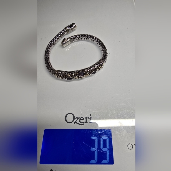 Samuel B. Behnam Sterling Silver and 18K Gold and Amethyst Bracelet. 7.5" - Picture 9 of 9